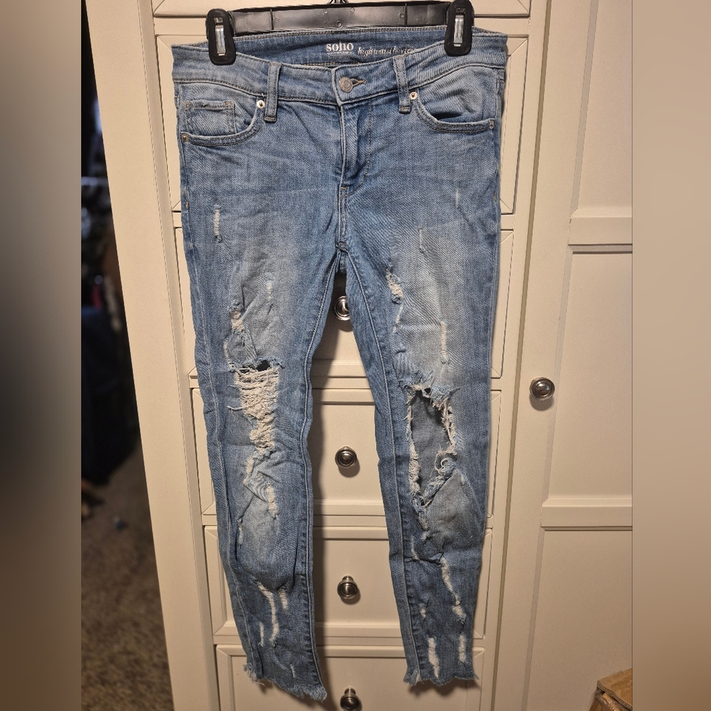 Soho NY&CO Distressed High-Waisted Skinny Jeans